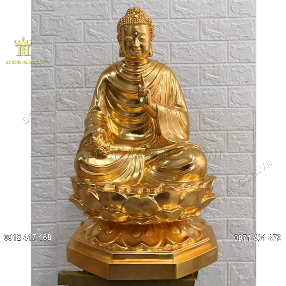 Tượng Phật Thích Ca bằng đồng dát vàng 9999